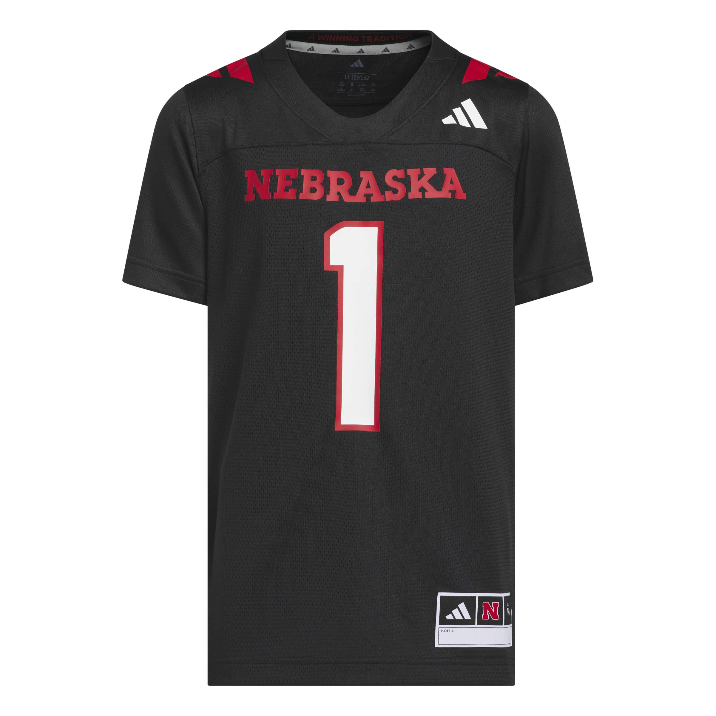 #1 Nebraska Huskers Youth Our Red Burns Brighter Strategy Football Jersey - Black