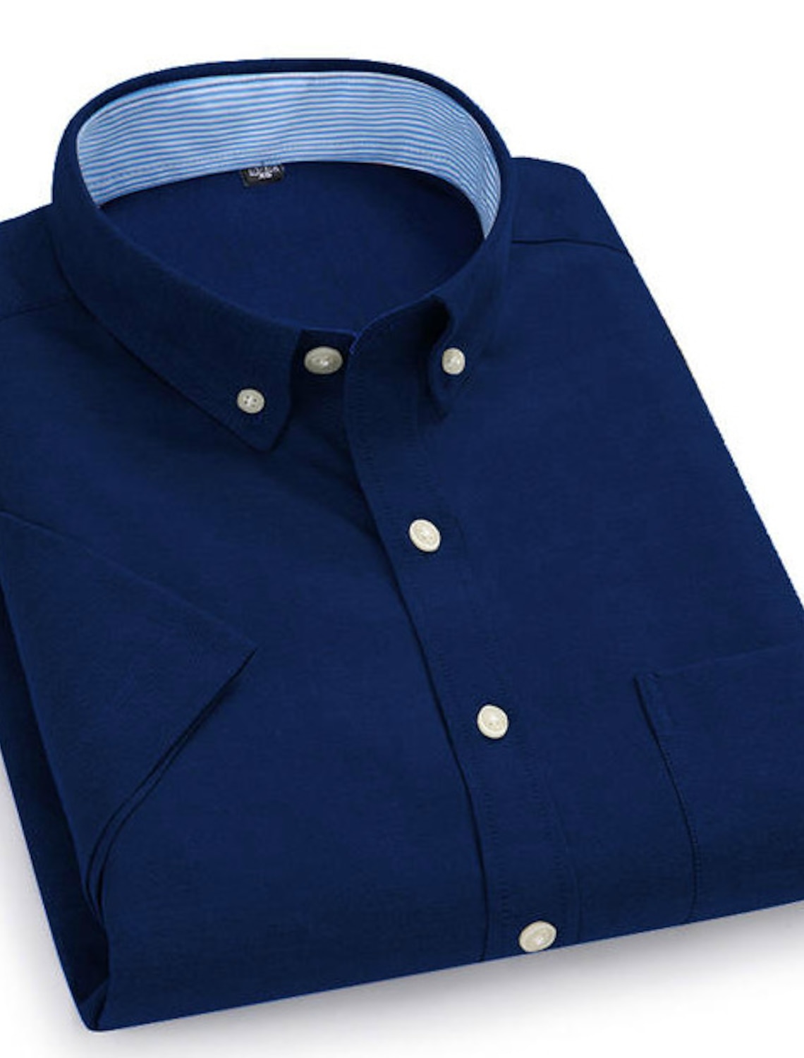Men's Dress Shirt Button Down Shirt Non Iron Shirt Oxford Shirt Solid / Plain Color Wedding Office & Career Black White Yellow Dark Navy Short Sleeve Shirt Collar Spring & Summer Clothing Apparel