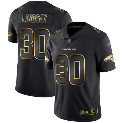 Authentic NFL W D B Broncos #30 Phillip Lindsay Black Limited Jersey