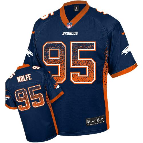 Official NFL W D B Broncos #95 Derek Wolfe Navy Elite Jersey