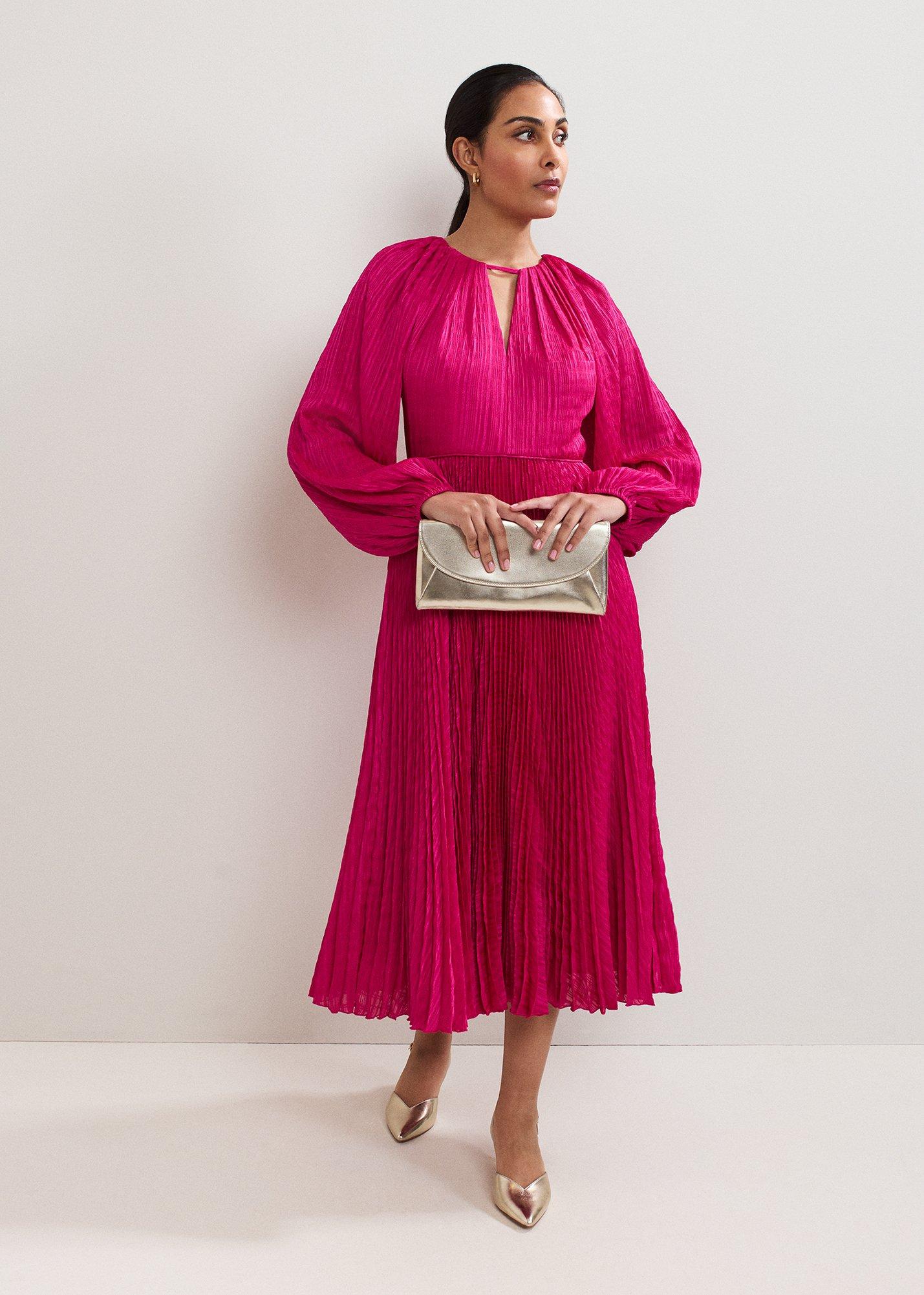 Petite Faye Textured Pleat Dress