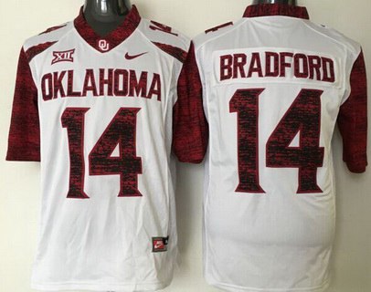 Men's OU Sooners #14 Sam Bradford White 2016 replica official Jersey