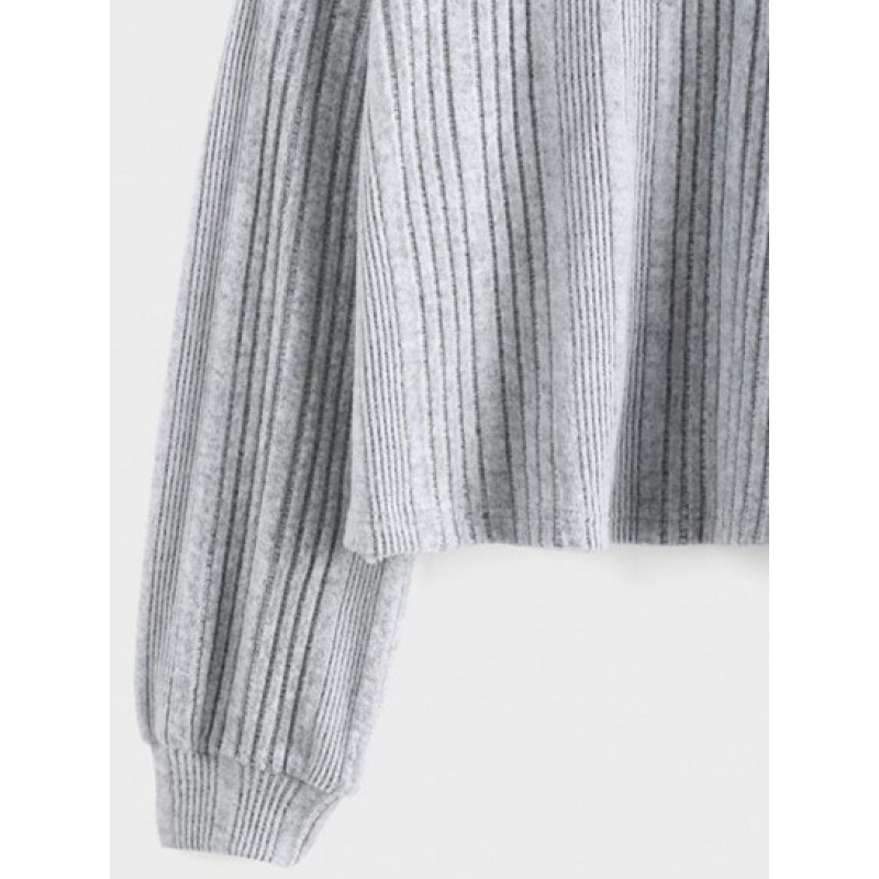 Ribbed Drop Shoulder Knit Slouchy T-shirt PC7959