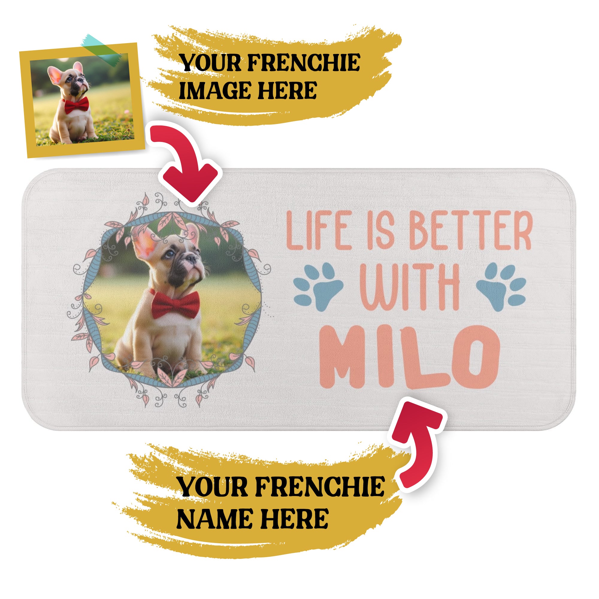 Durable Personalized Frenchie Towel With Custom Name And Image for Daily