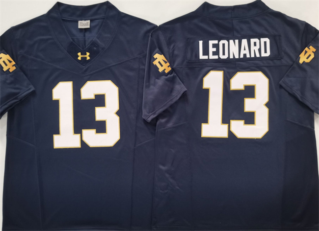 Men's Notre Dame ND Game 2025 durabl Riley Leonard #13 away jersey