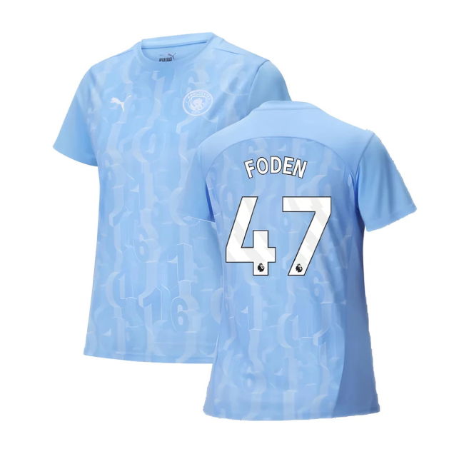 Football Man City Prematch Ss Shirt Light Blue Womens Foden #47 Hi...