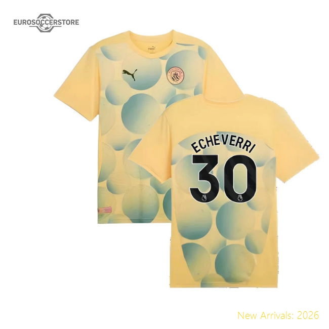 Premium 2024-2025 Man City Prematch Ss Shirt (flaxen) (echeverri 30