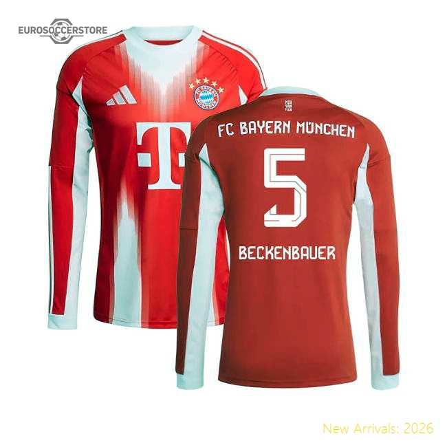 Premium 2025-2026 Bayern Munich Long Sleeve Home Shirt (Beckenbauer 5)