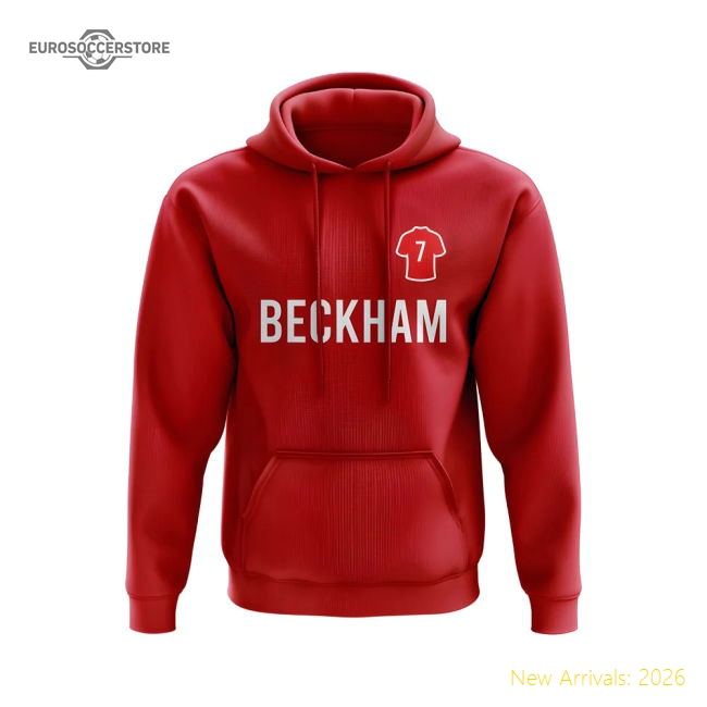 Premium David Beckham Man United Number Hoody (red) - Premium Quality
