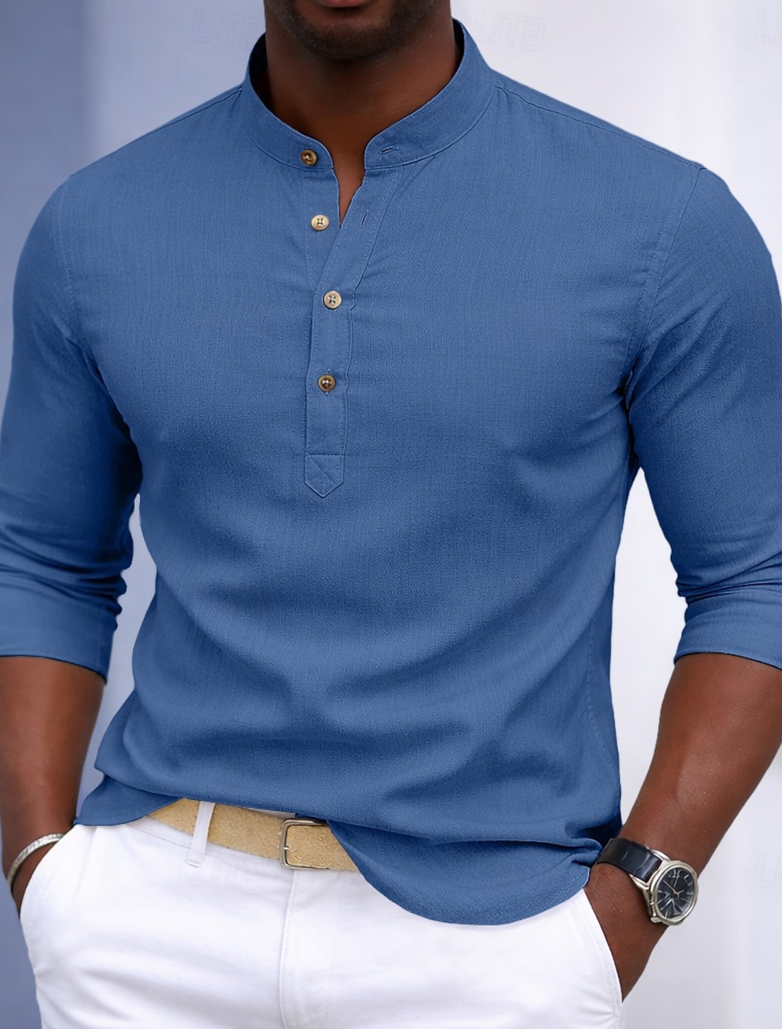 Men's Shirt Dress Button Up Pullover Solid Color Daily Business Black