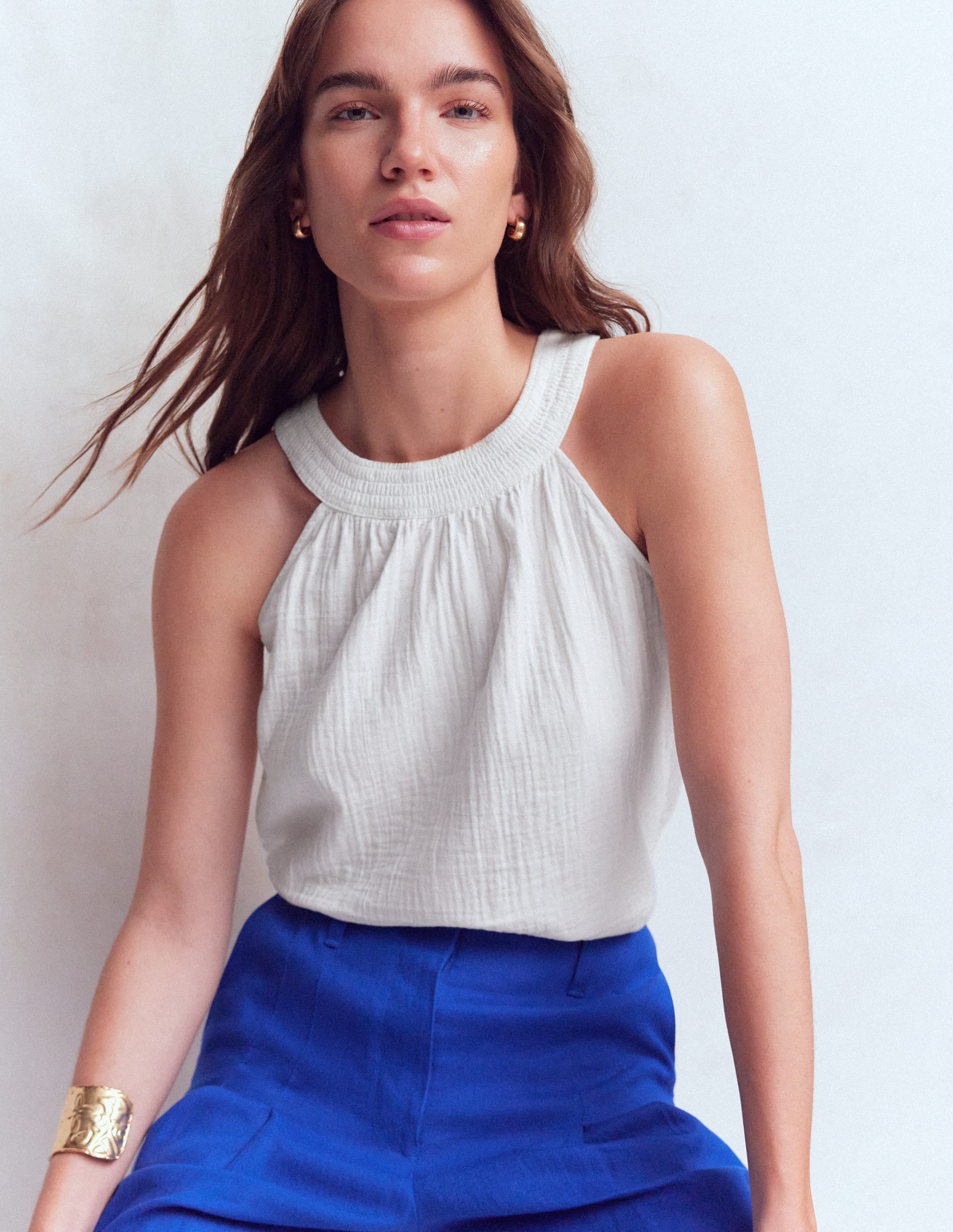 Halter-neck Double Cloth Top