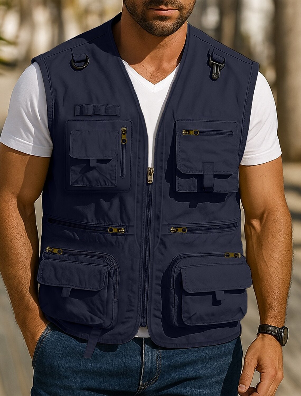 Men's Outdoor Vest Tactical Jacket Sports Casual Fishing Camping &