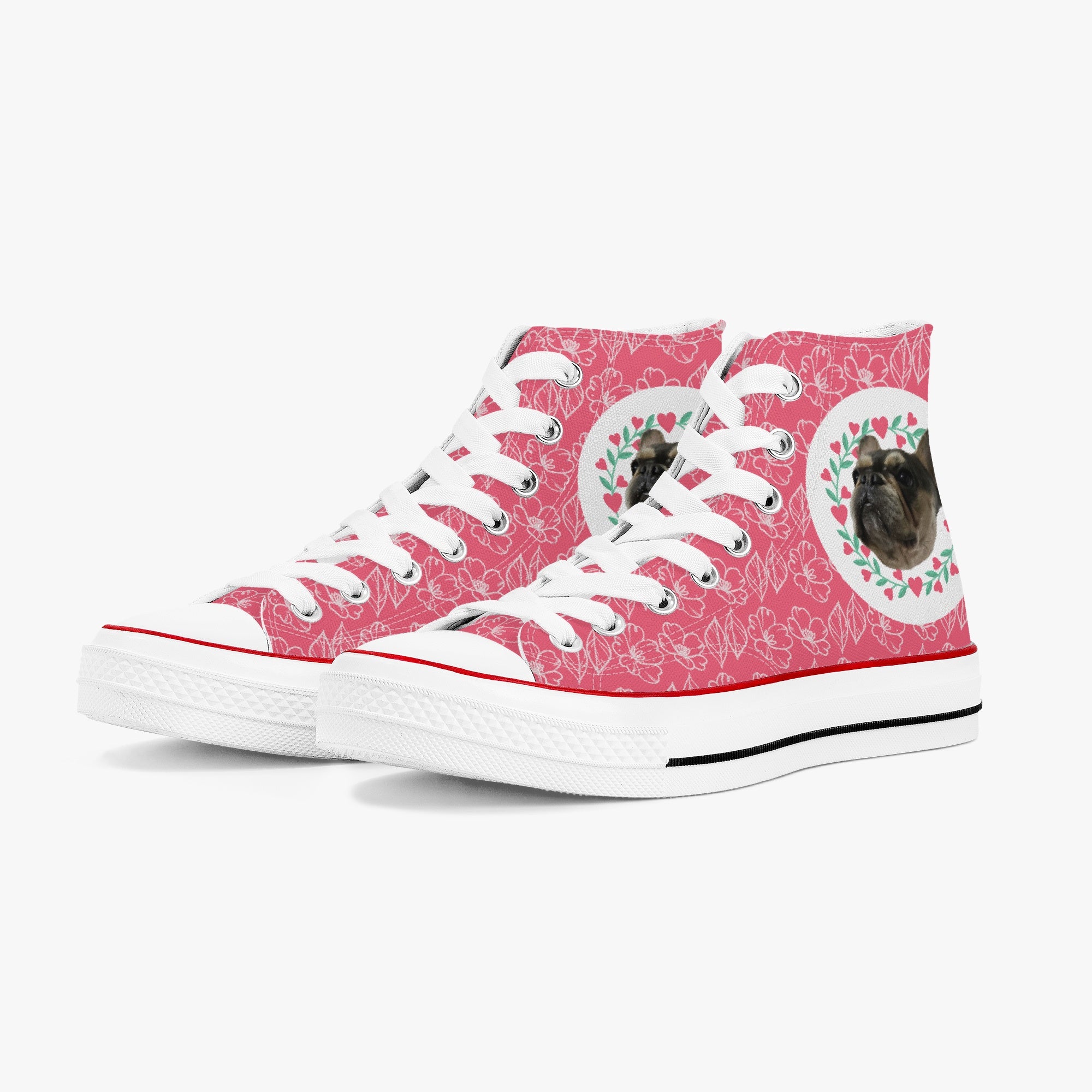Stitch - Trendy Personalized High-top Canvas Shoes Frenchie Themed Wear