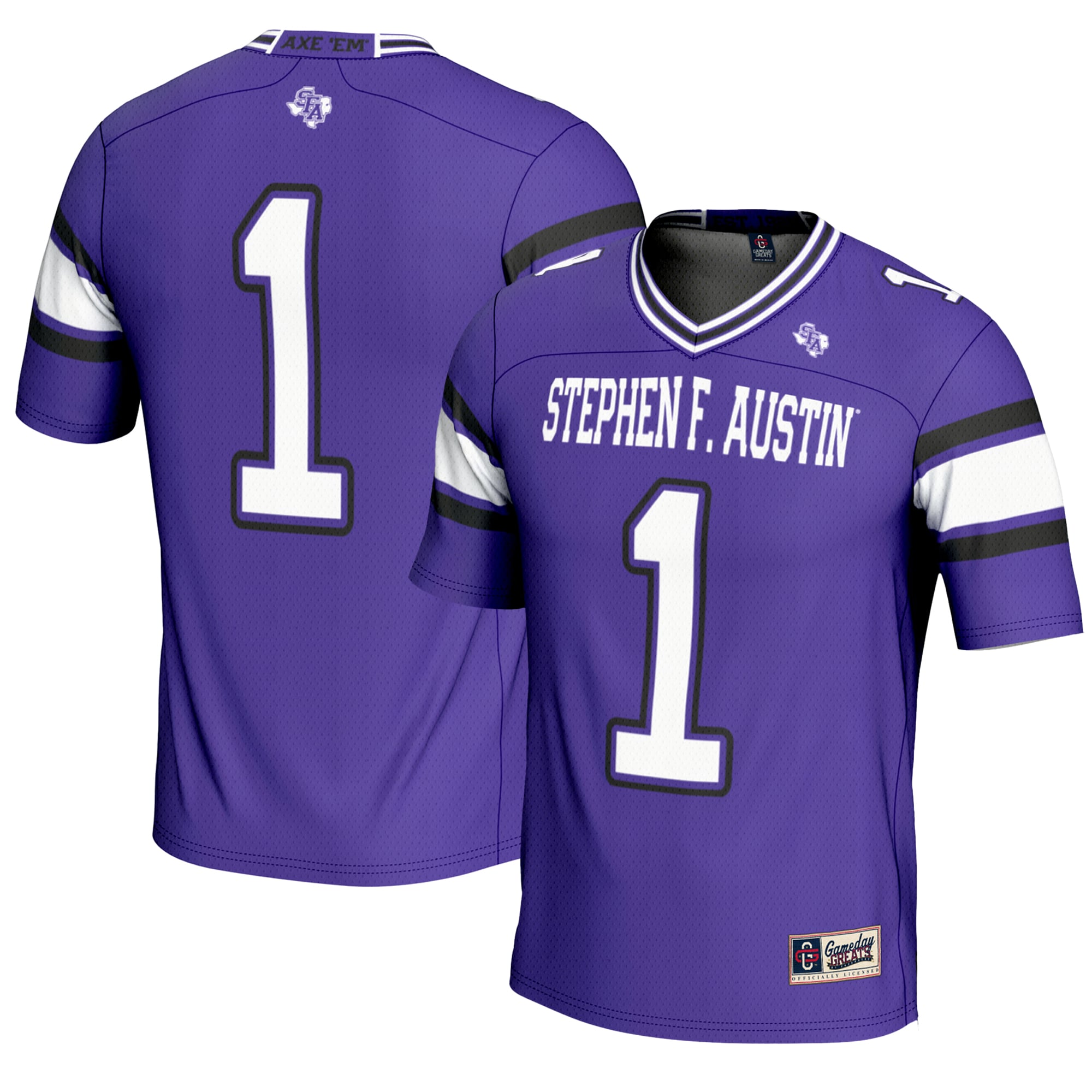 Men's #1 Purple Stephen F Austin Lumberjacks Endzone Football Jersey