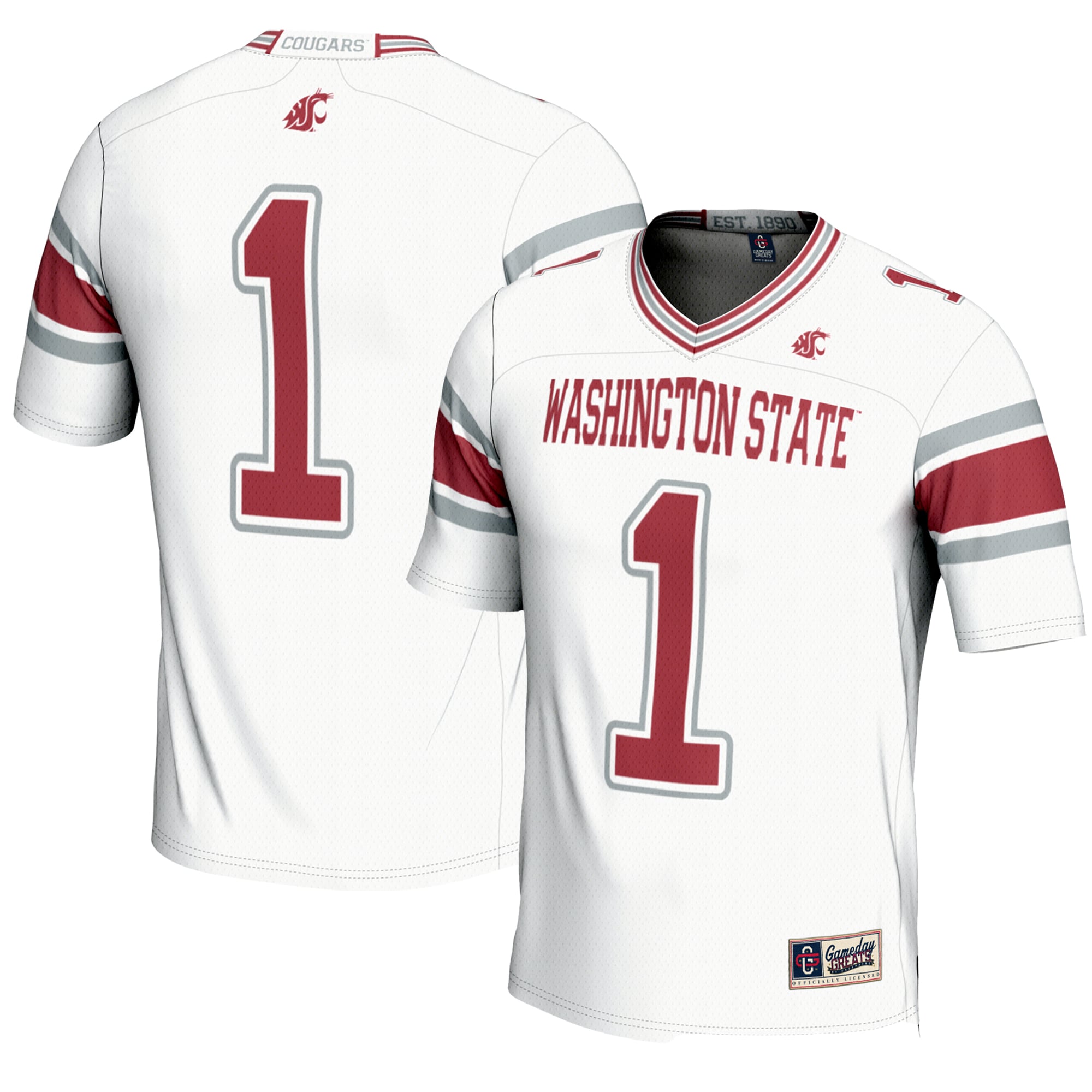 Men's #1 White Washington State Cougars Endzone Football Jersey