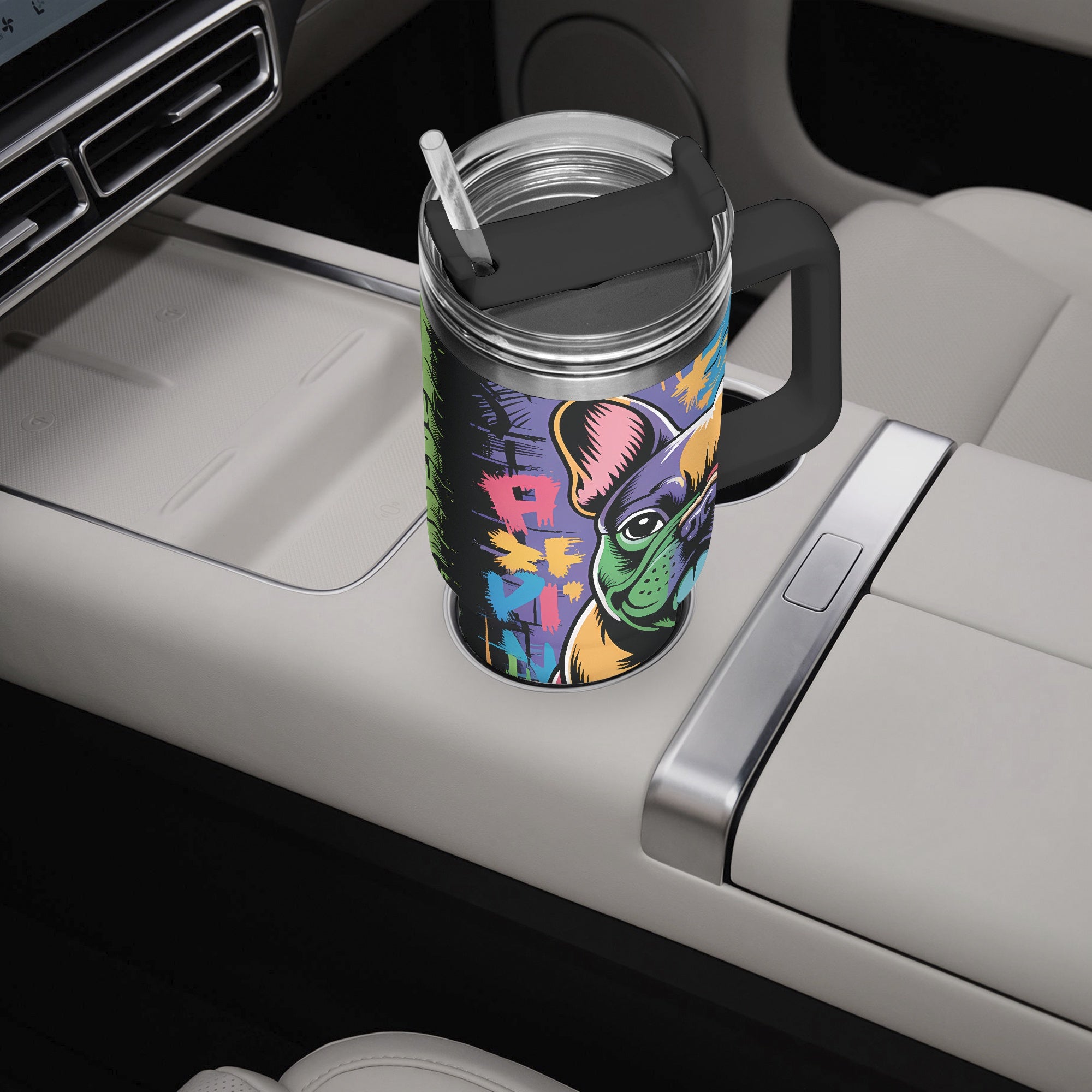 High-Quality Frenchie-Fan Ziggy - Car Tumbler Cup for Street Style