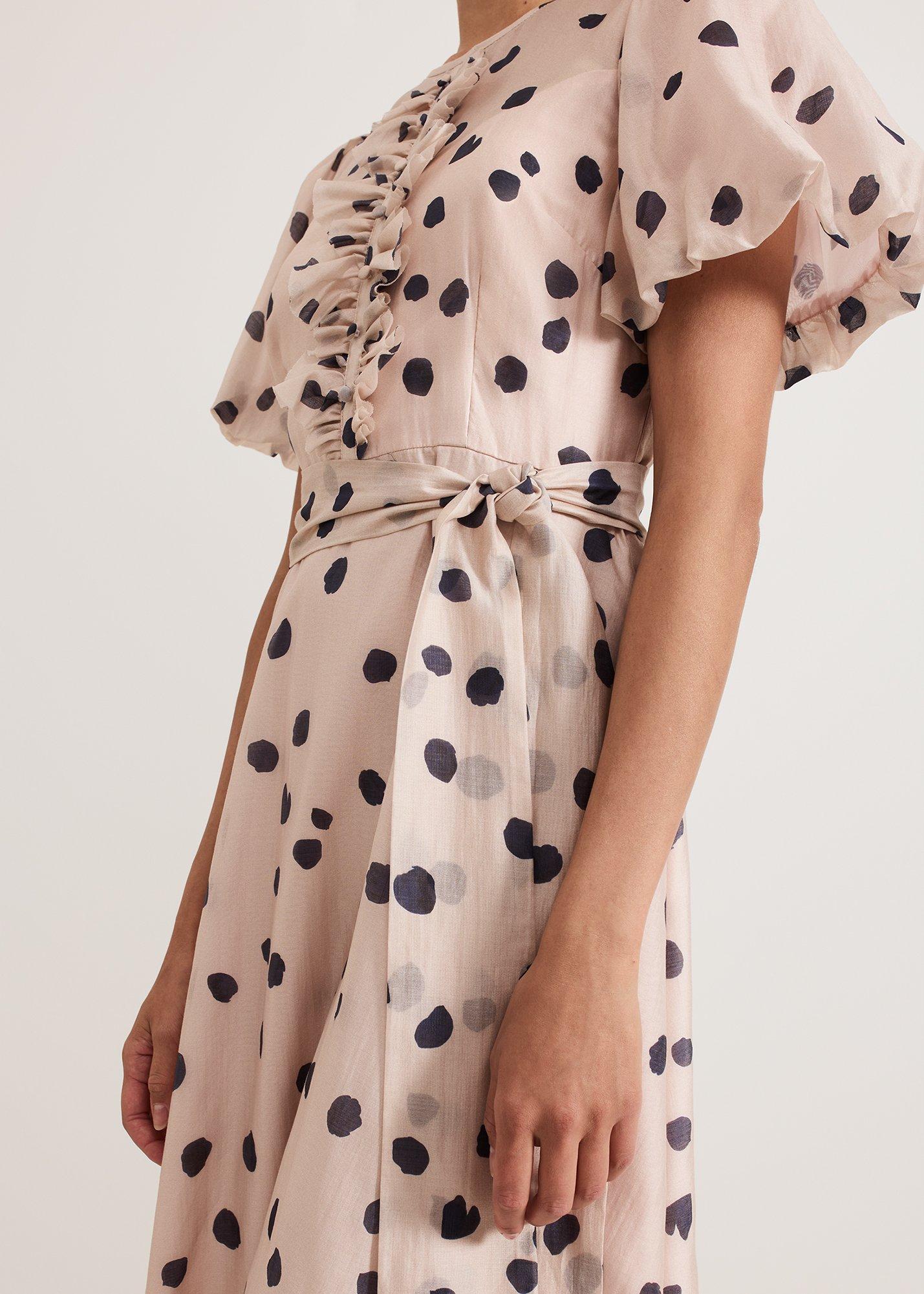 Nicola Spot Ruffle Midi Dress