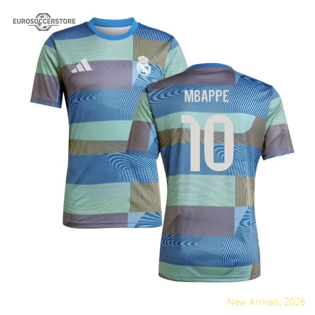 Outstanding 2025-2026 Real Madrid Pre-match Shirt (blue) (mbappe 10)