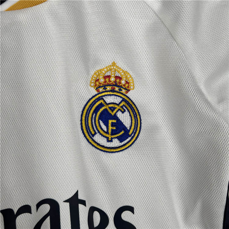 KidsYouth Real Madrid 2324 Home White Soccer Football KitShirtShort -