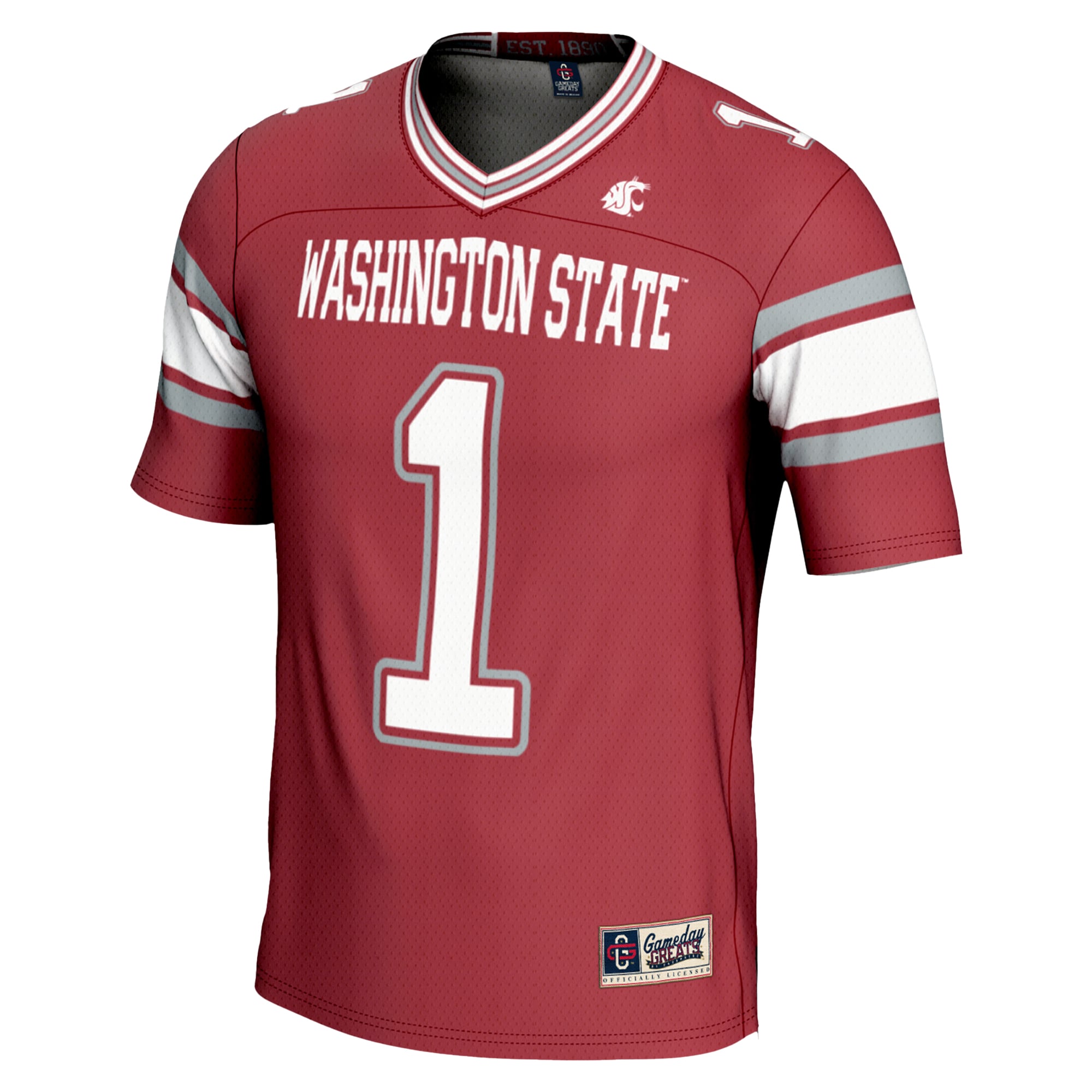 Youth #1 Crimson Washington State Cougars Endzone Football Jersey