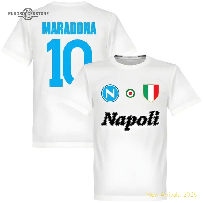 Maradona Napoli 10 Team T-Shirt - White Fan Edition For Serie A Fans