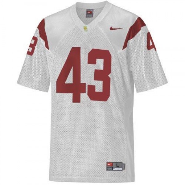 Men USC Trojans #43 Troy Polamalu White Nike Stitch Jersey