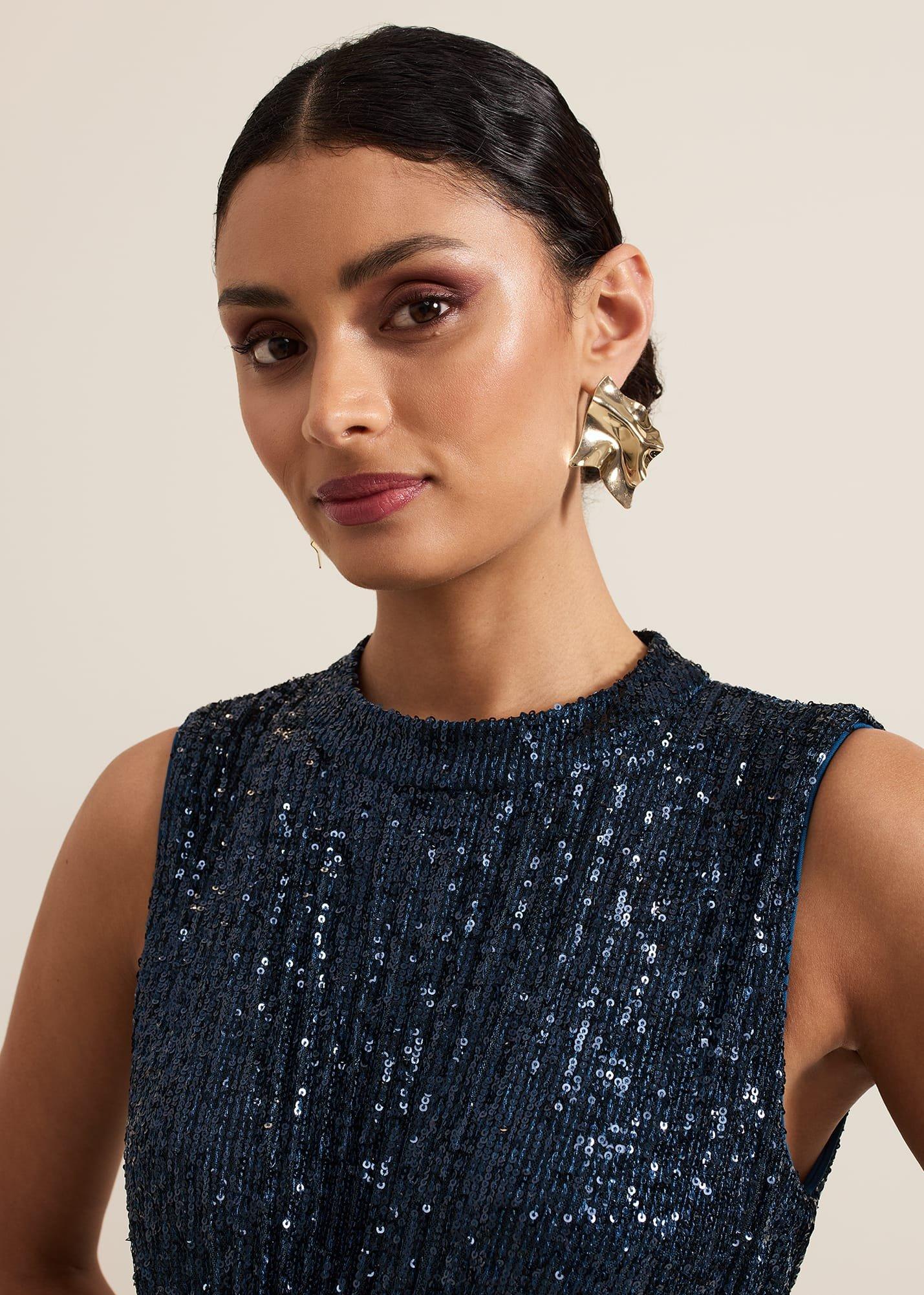 Simara Teal Sequin Jumpsuit