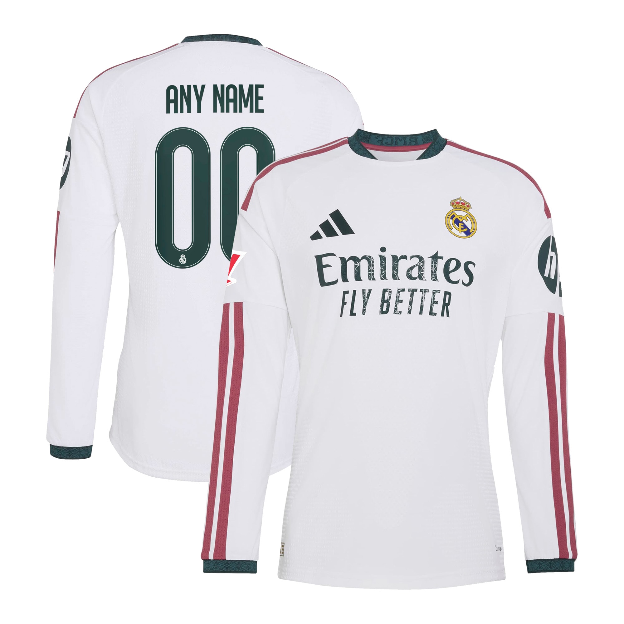 [JED] Real Madrid 2026/27 Home On-Field Authentic Custom Long Sleeve Jersey - White