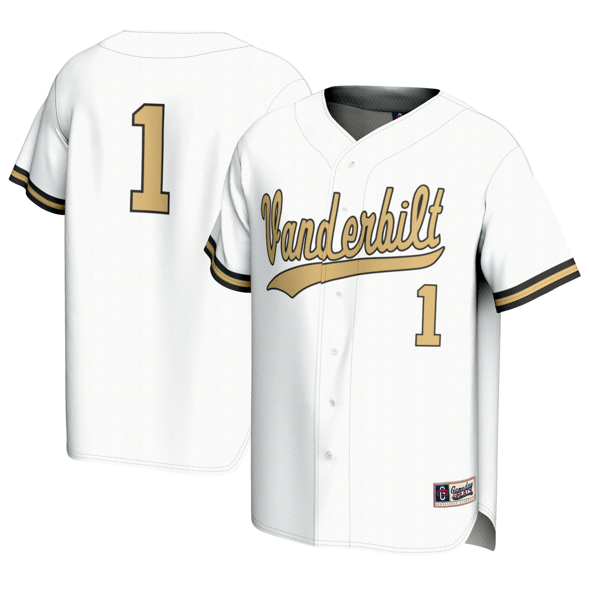 [NJP] Vanderbilt Commodores GameDay Greats Youth Baseball Lightweight Fashion Jersey - White