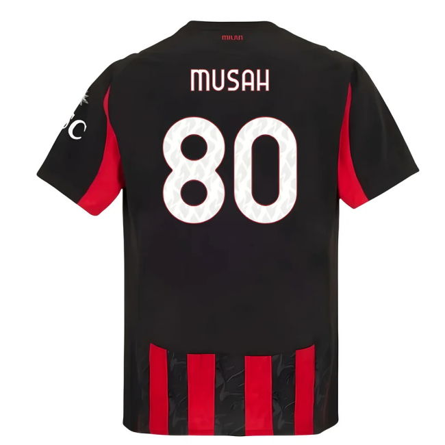 Acm Ac Milan Authentic Home Shirt Musah #80 Elite Performance Matc...