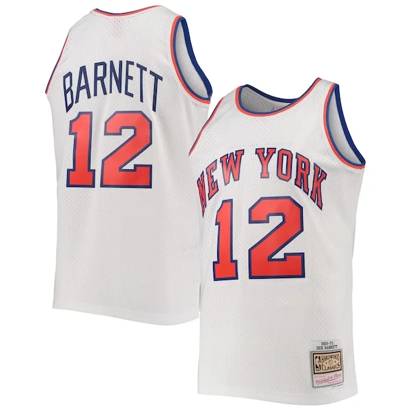 Durable Dick Barnett NYK Basketball Jersey - White - Licensed Product