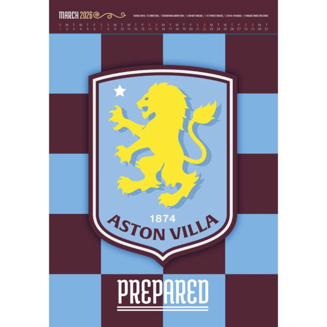 2025-2026 Aston Villa Club Home Uniform (Calendar 2026)