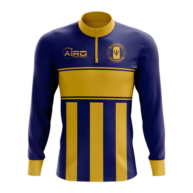 Elite Barbados Concept Football Half Zip Midlayer Top (Blue-Yellow)