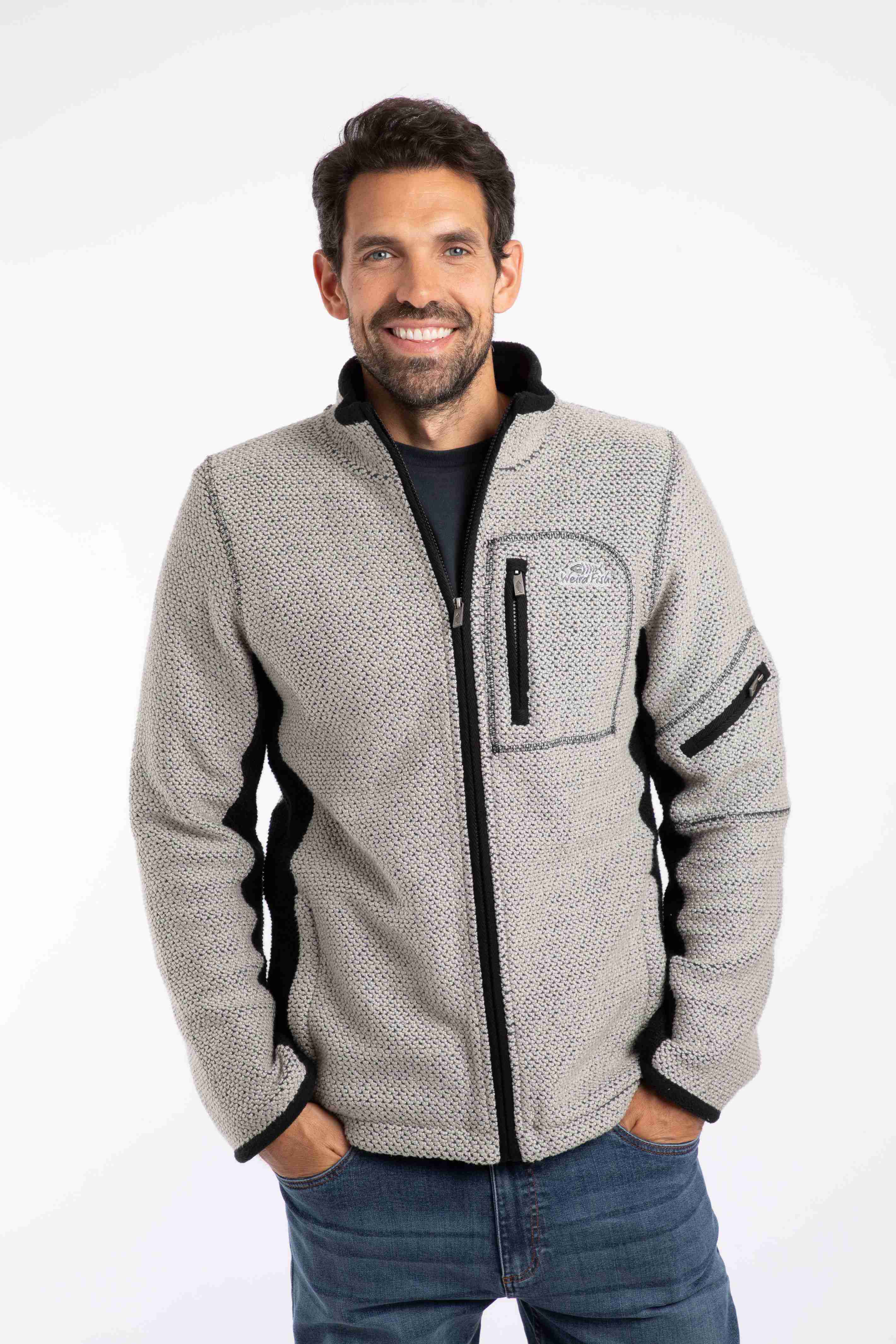 Berhan Full Zip Lined Macaroni Sweatshirt Limestone