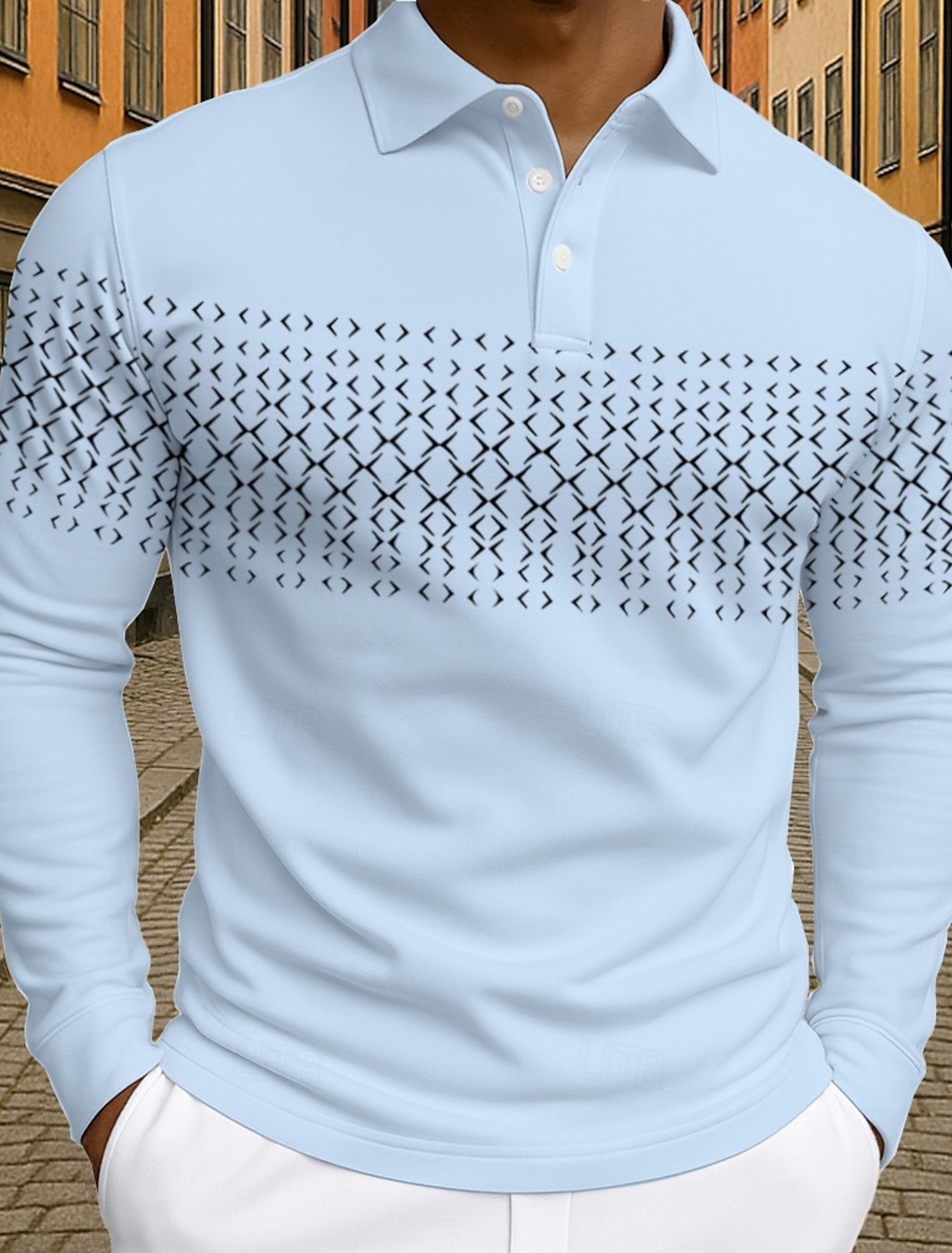 Men's Polo Business Casual Turndown Short Sleeve Geometric Buttons