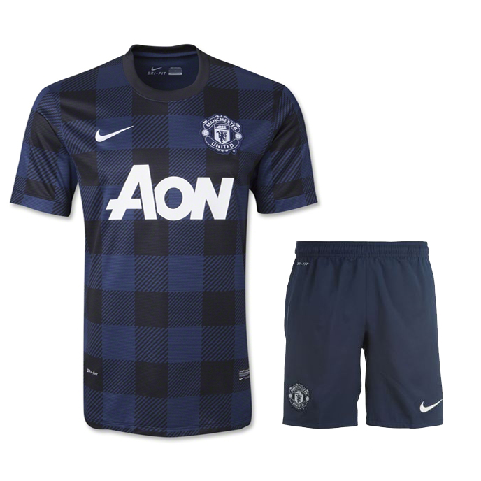 13-14 Manchester United Away Black Jersey KitShirtShort - Official