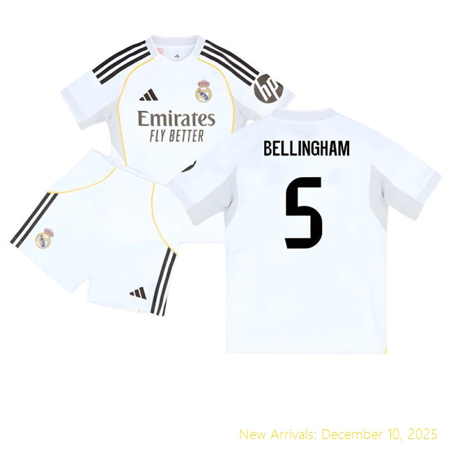 2025-2026 Real Madrid RM Premium Home Youth Kit (Bellingham 5)