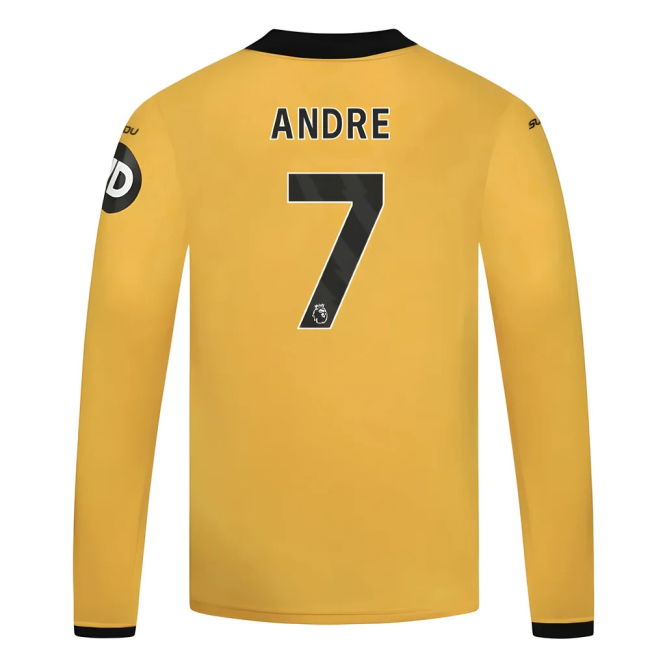 Wolves Wolves Long Sleeve Home Shirt Kids Andre #7 Durable Materia...