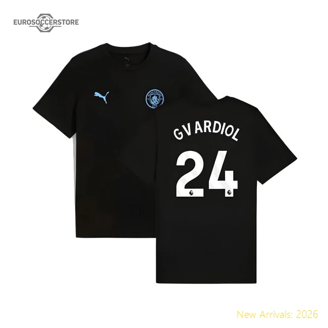 2025-2026 City Man Ftbless Tee (Black) (Gvardiol 24) Fan Edition