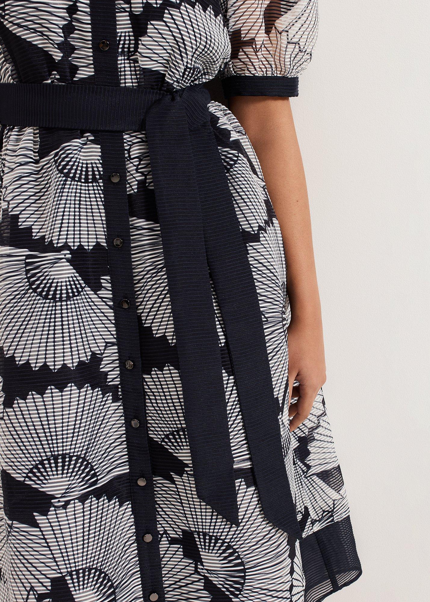 Petite Skylar Navy Print Midi Dress