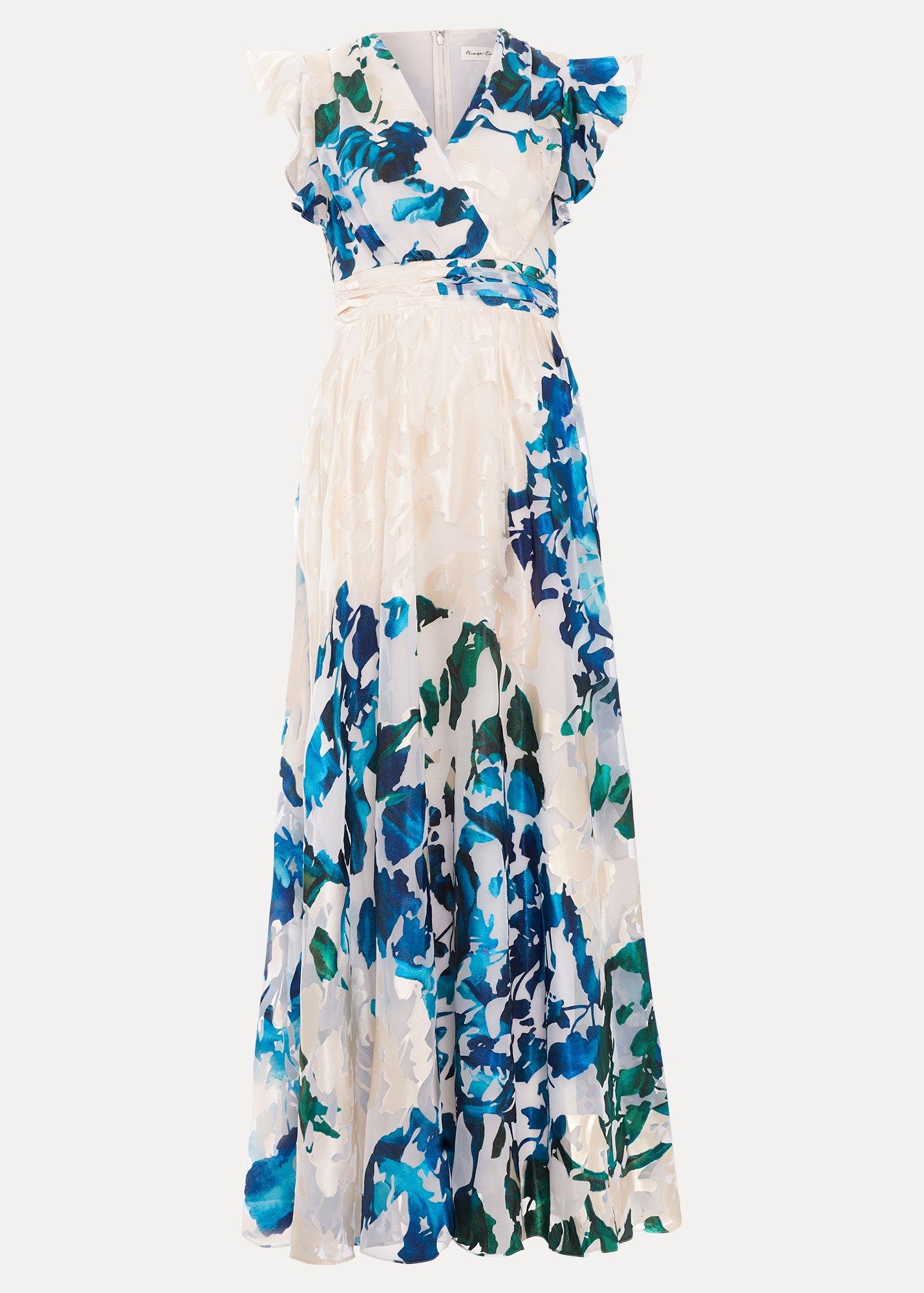 Petite Liana Blue Burnout Maxi Dress