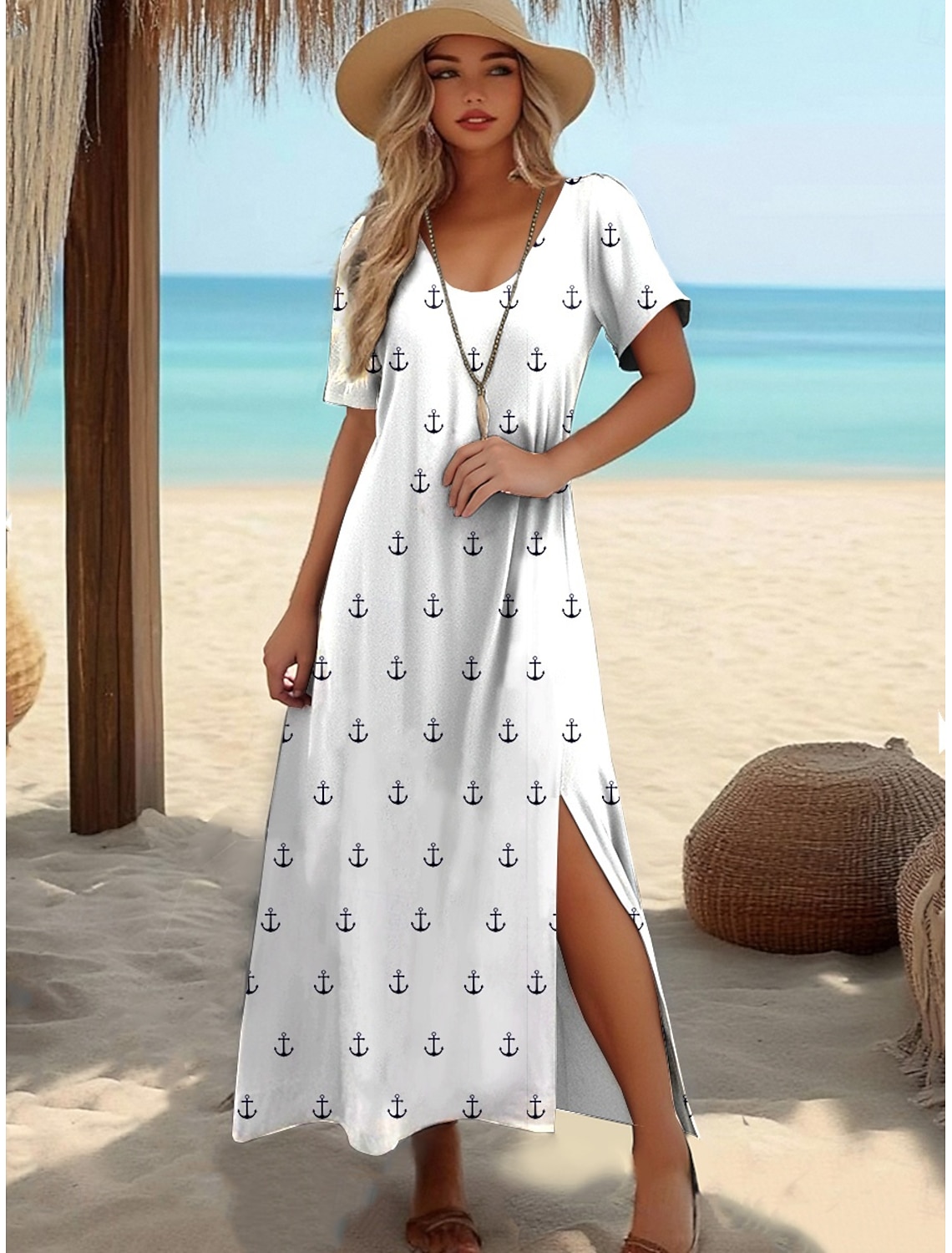 Women's Mini Dress Petite Dress Petite Dress Sundress A Line Dress Tank Dress Casual Vacation Daily Beach Loose Fit Heart Rose Flag Sleeveless Crew Neck White Red Royal Blue Blue Summer