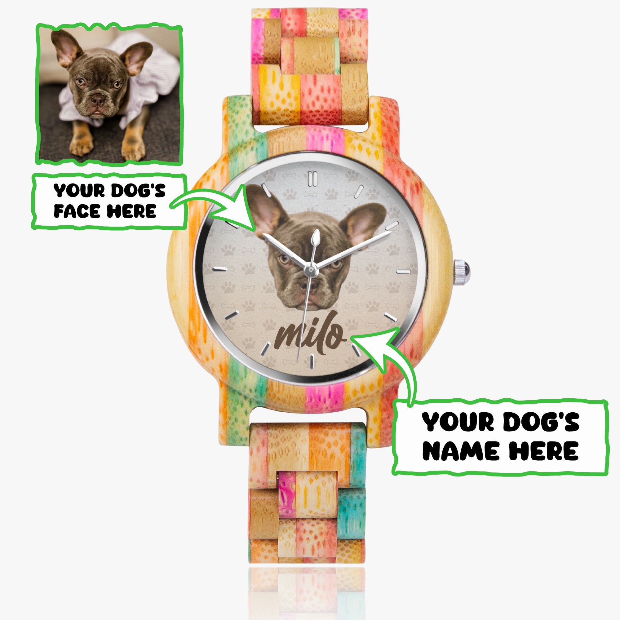Stylish Wooden Watch For Frenchie Lovers Outdoor Use | Comfort Fit