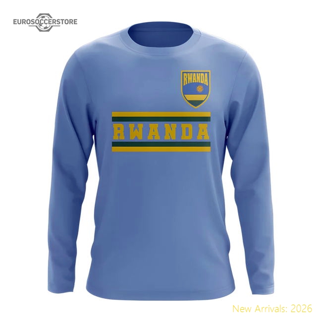 Rwanda Core Football Country Long Sleeve T-shirt (sky) - Official Design