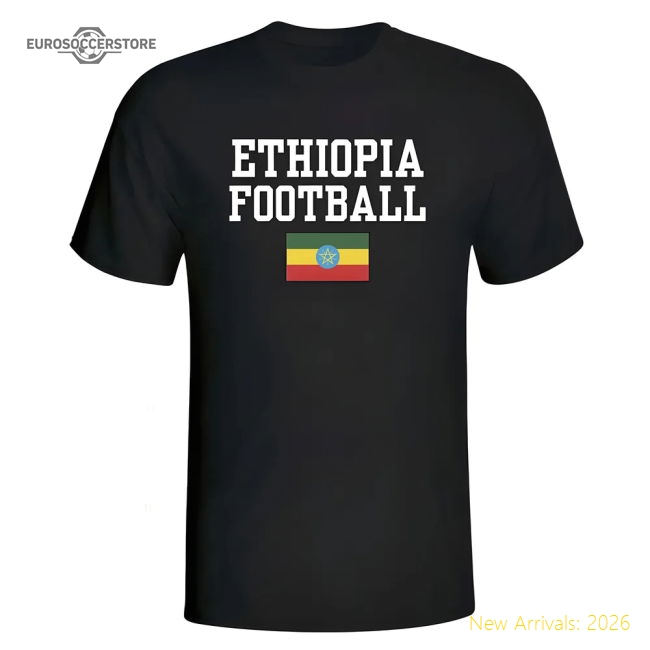 Premium-grade Ethiopia Football T-shirt - Black - Affordable