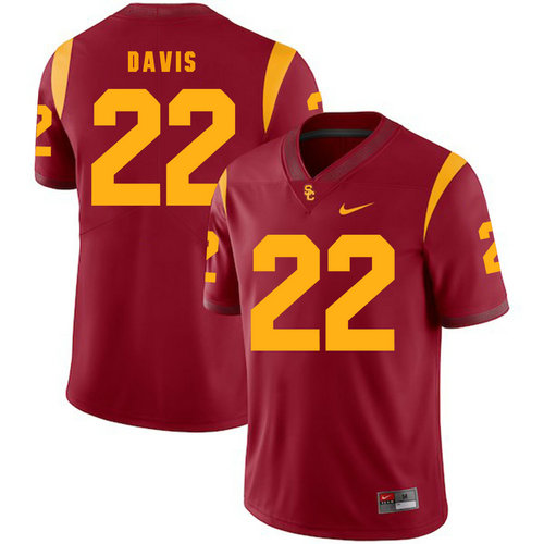 Men's None Red 2024 high quality Justin Davis #22 game day Jersey