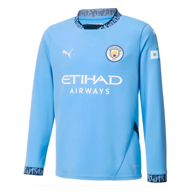 Man City Long Sleeve Home Shirt 2024-2025 edition (Junior