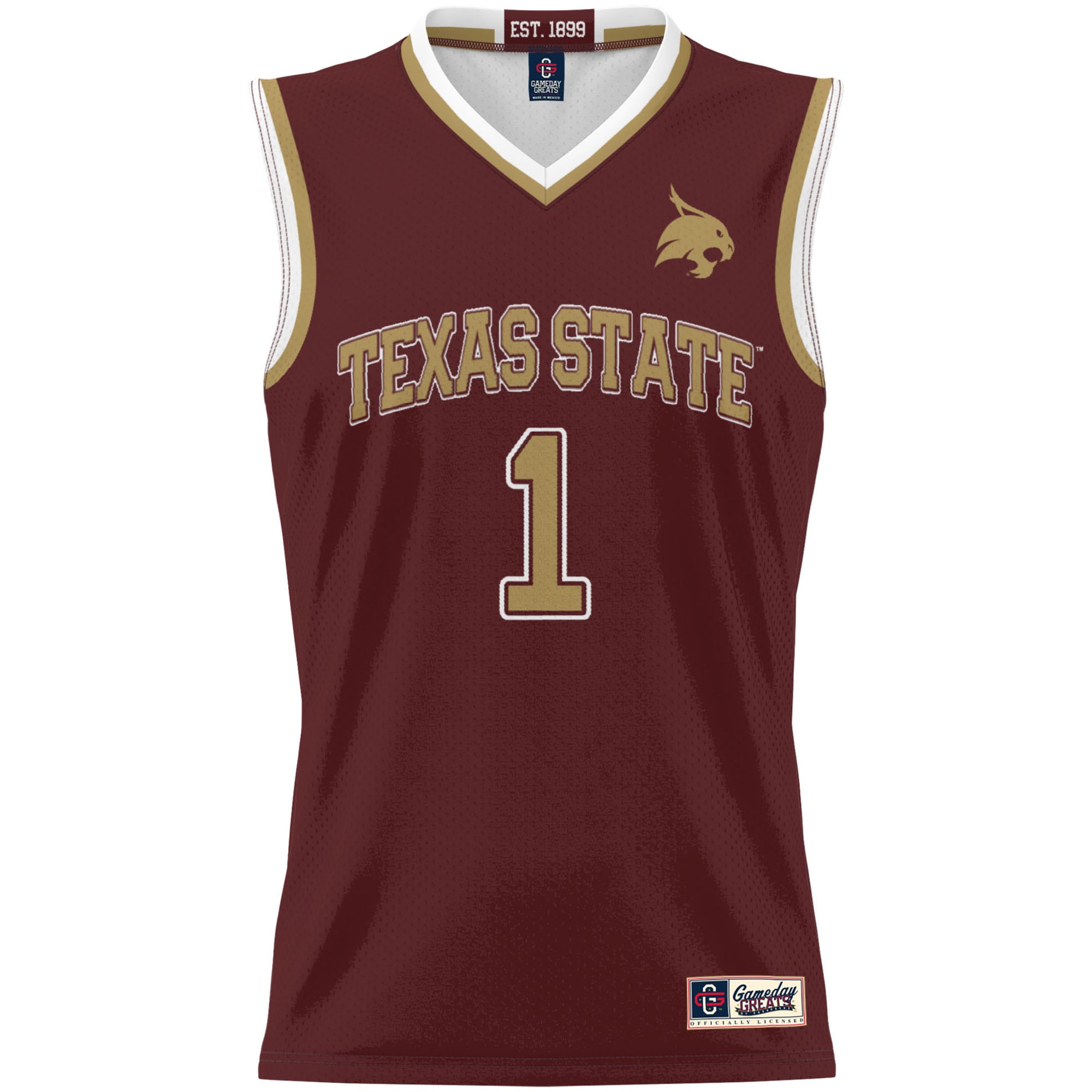 [DDG] Texas State Bobcats GameDay Greats Unisex Lightweight Basketball Jersey - Maroon