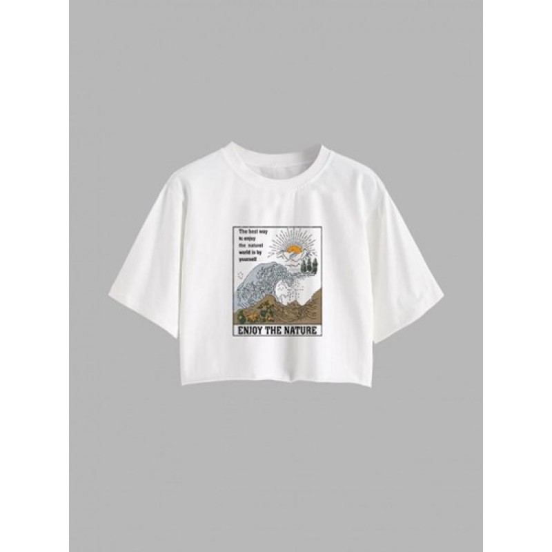 Sea Waves Graphic Cropped Tee RE9726