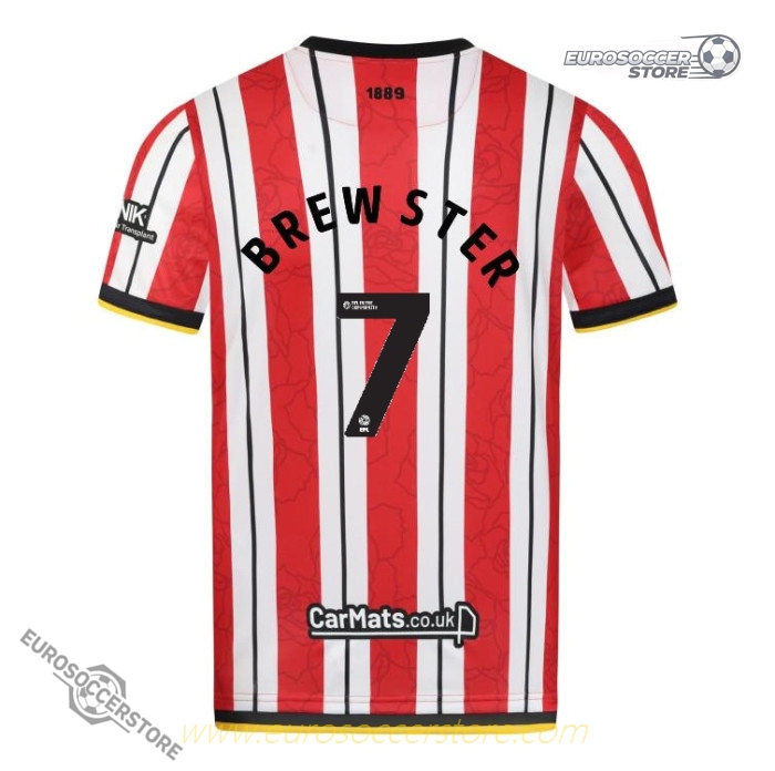 Sheffield United's 24-25 Home Jersey featuring BREWSTER with the number 7
